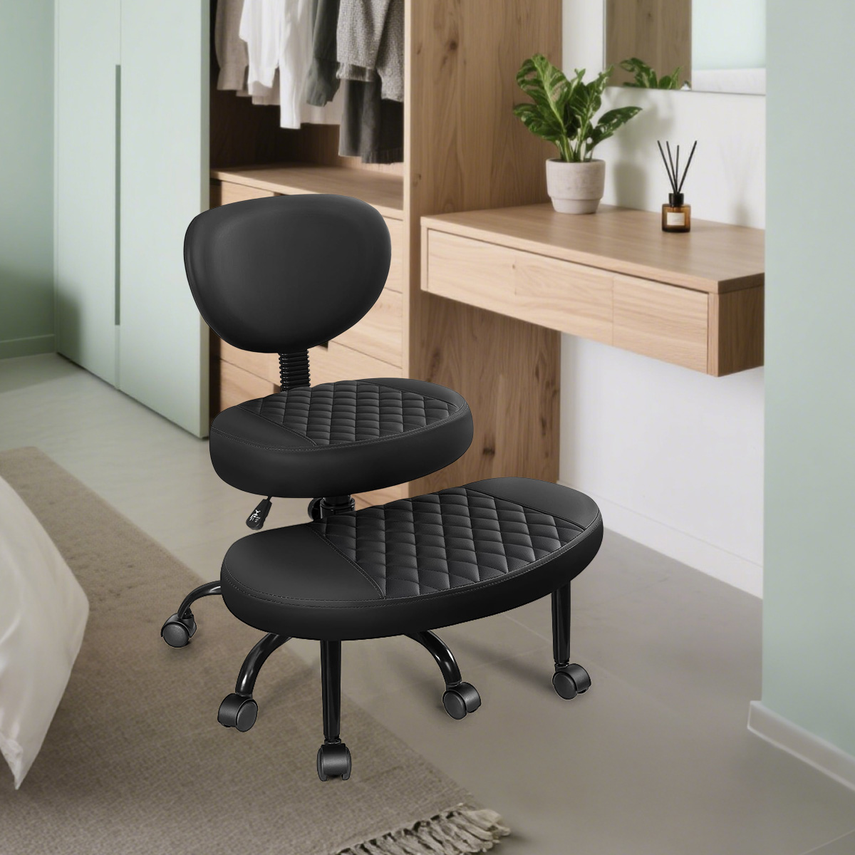 Kursi kantor lintas berkaki yang ergonomis dengan kaki putar 360 ° dan tinggi yang dapat disesuaikan