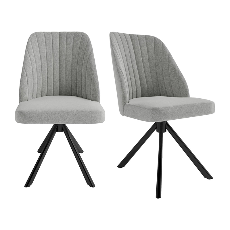 Kompor Modern Grey Swivel Dining Chair Dengan Kaki Black Metal